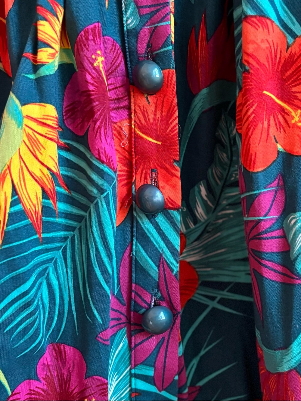 Collectif Teal Tropical Floral Sundress with Red & Purple Accents - Picture 3 of 11